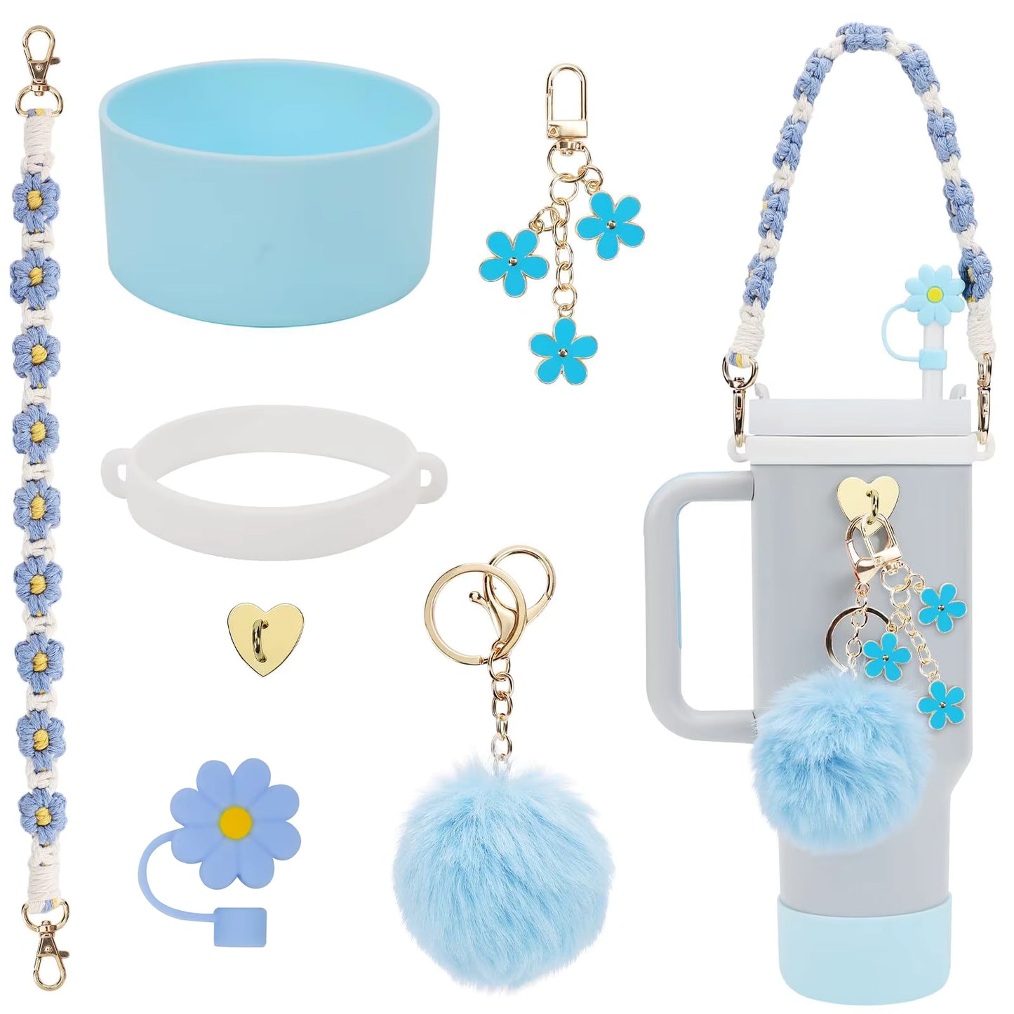 Light Blue set of Premium Tumbler Accessories