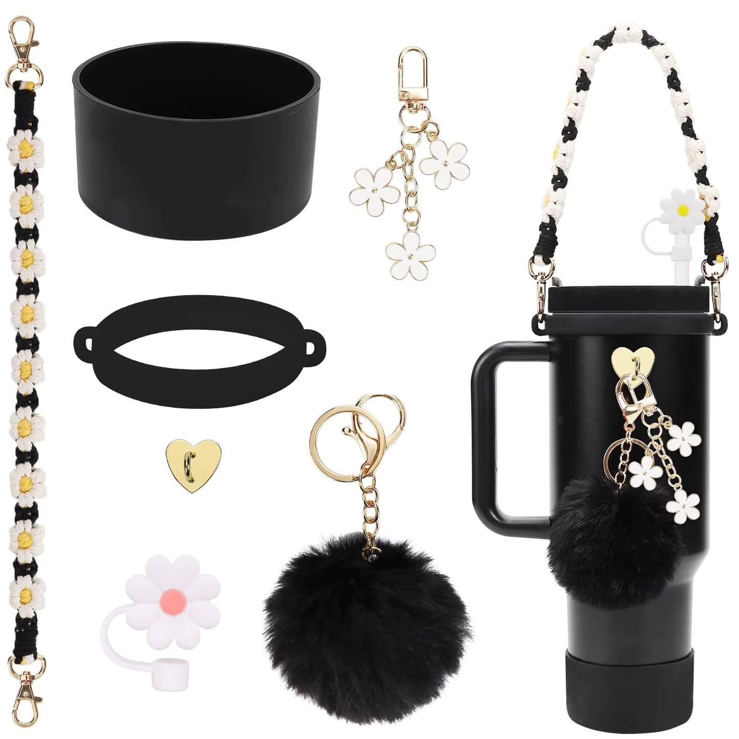 Black Set of Premium Tumbler Accesories