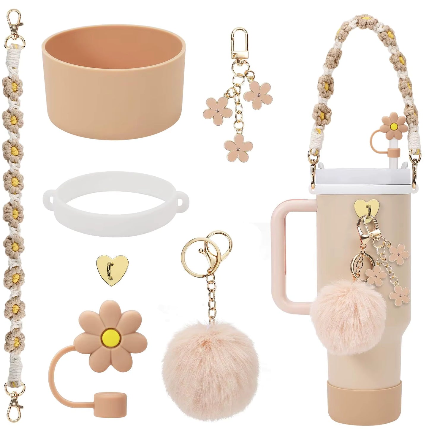 Brown Set of Premium Tumbler Accessories
