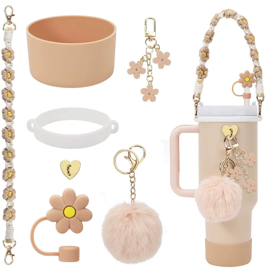 Brown Set of Premium Tumbler Accessories