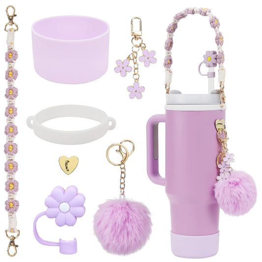 Purple Set of Premium Tumbler Accessroies