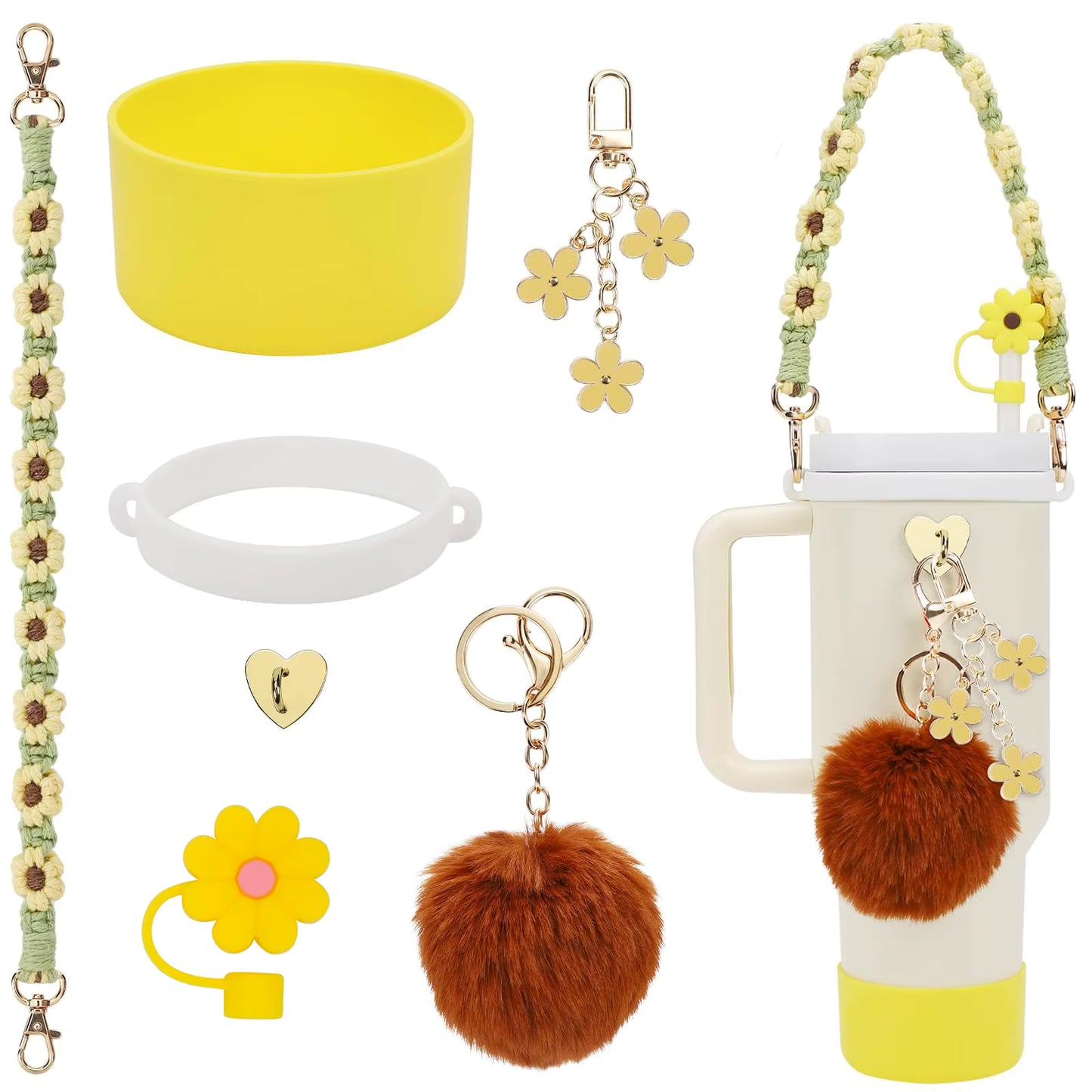 Yellow Set of Premium Tumbler Accessories